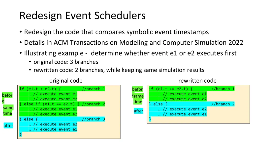 redesign event schedulers