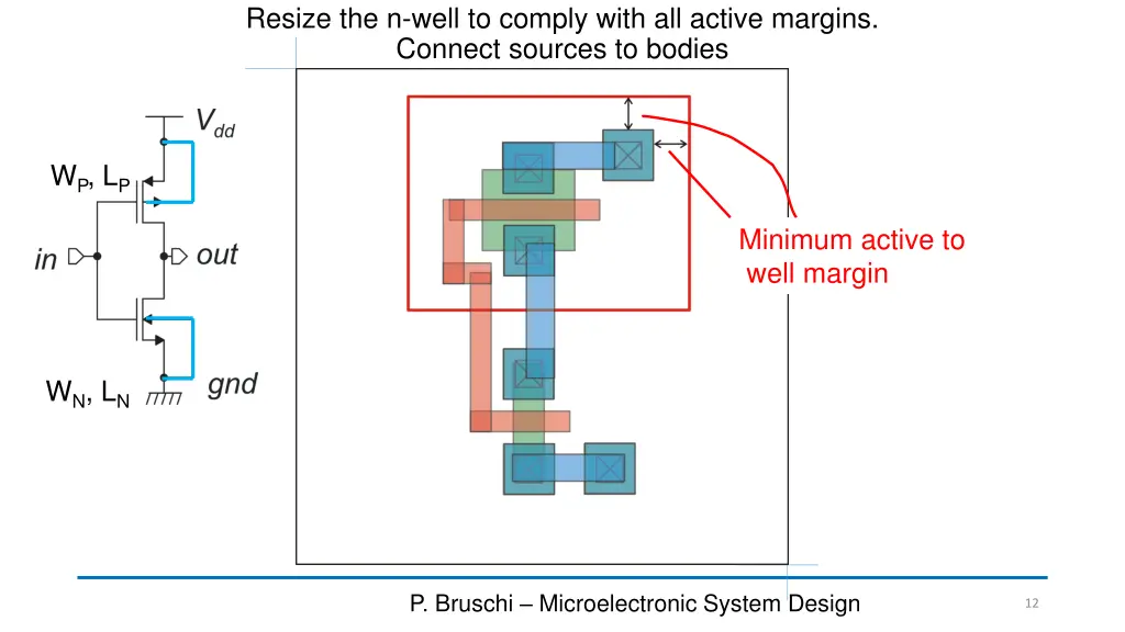 resize the n well to comply with all active