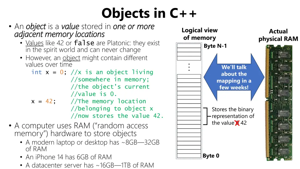objects in c value stored in one or more