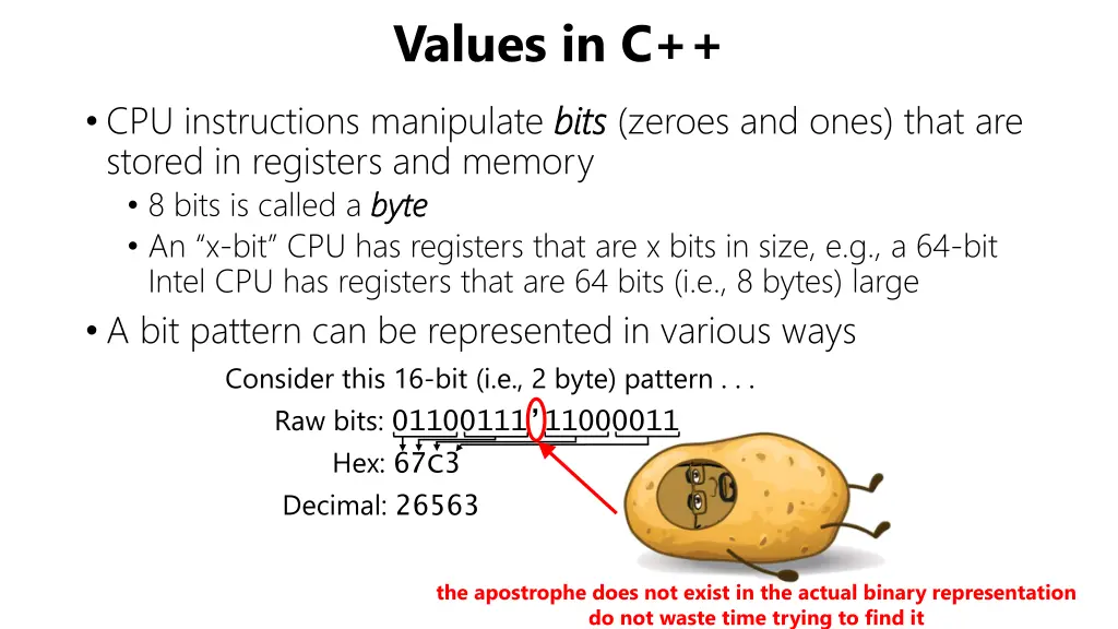 values in c 1