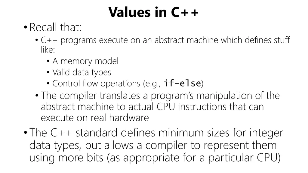 values in c 2