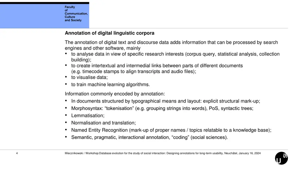 annotation of digital linguistic corpora