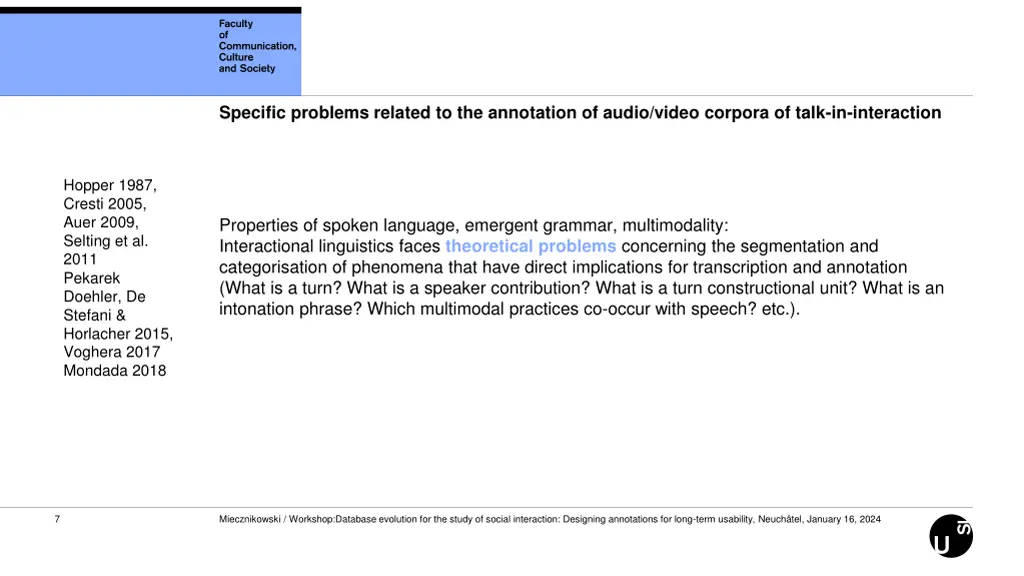 specific problems related to the annotation