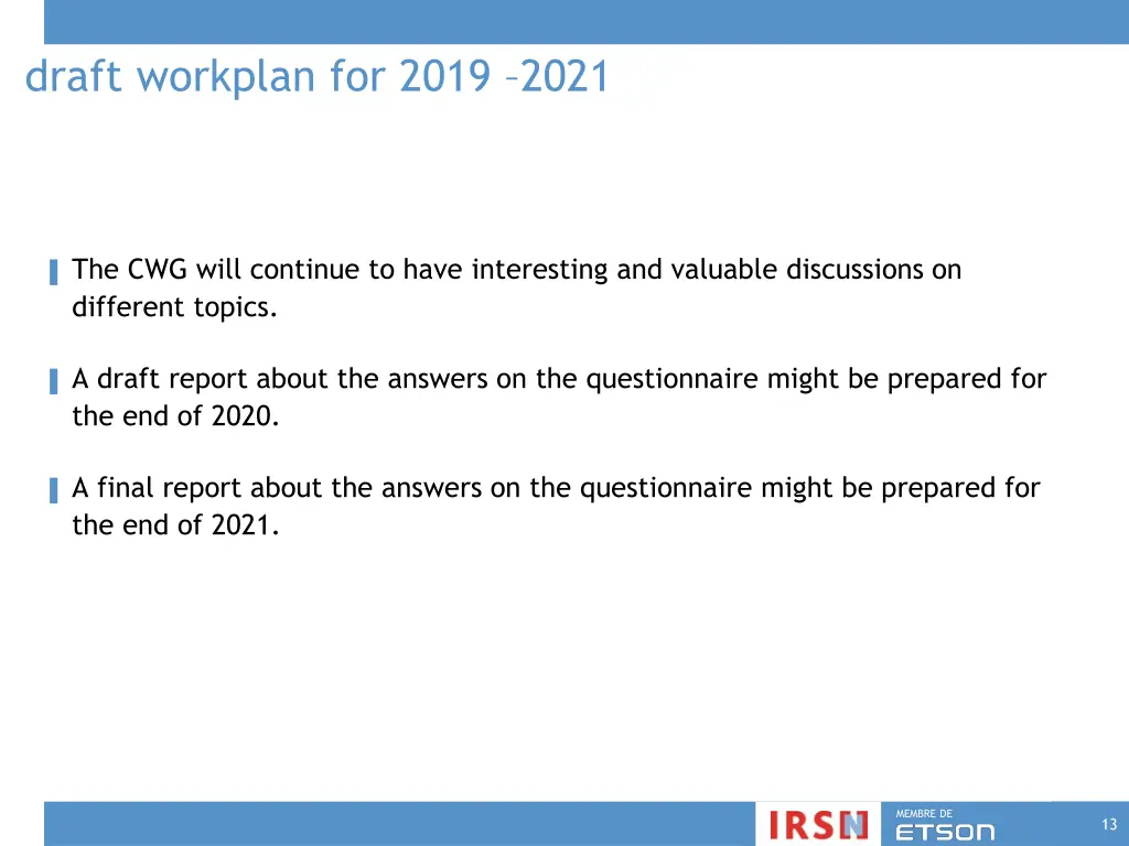 draft workplan for 2019 2021