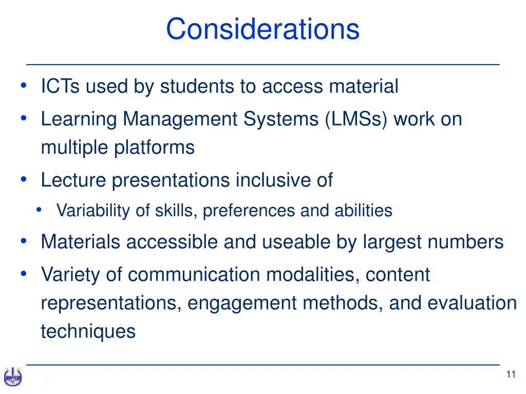 considerations