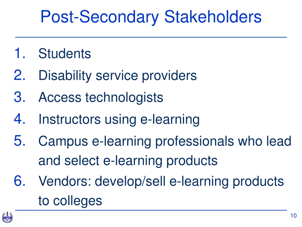 post secondary stakeholders