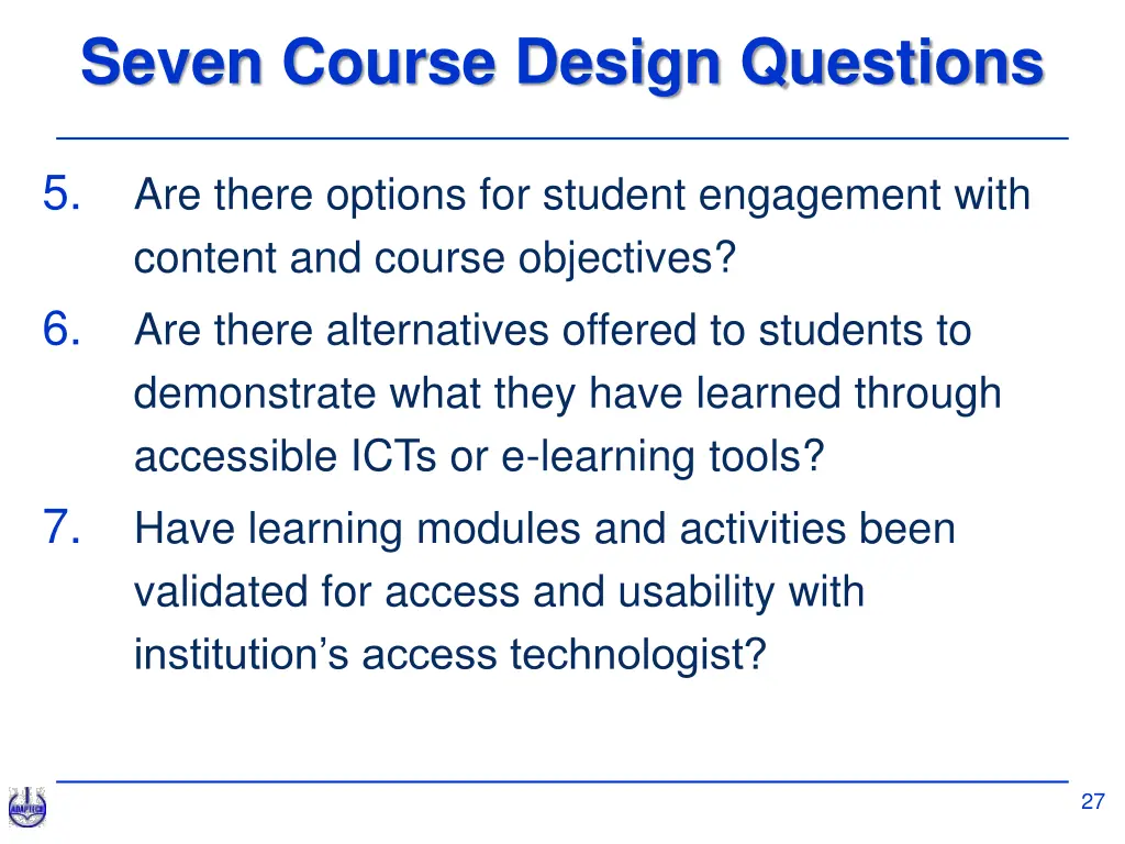 seven course design questions 1