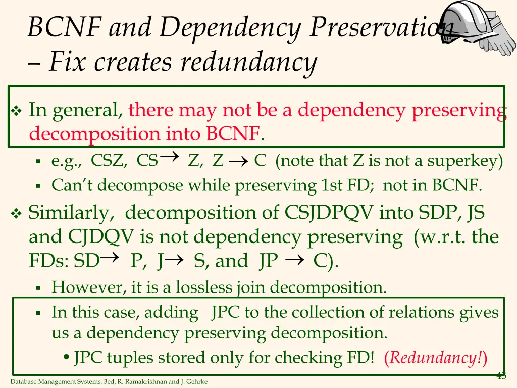 bcnf and dependency preservation fix creates