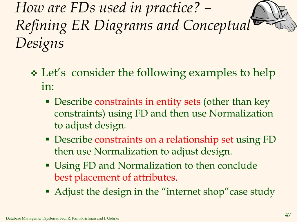 how are fds used in practice refining er diagrams