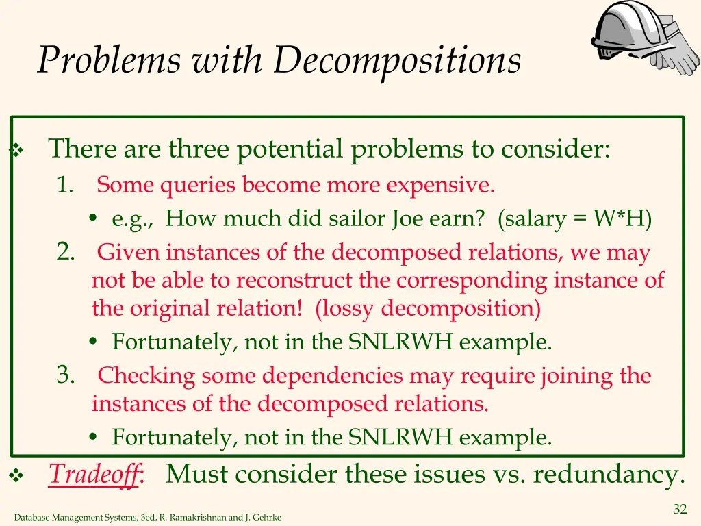 problems with decompositions