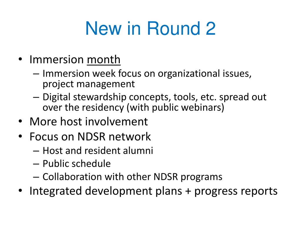 new in round 2