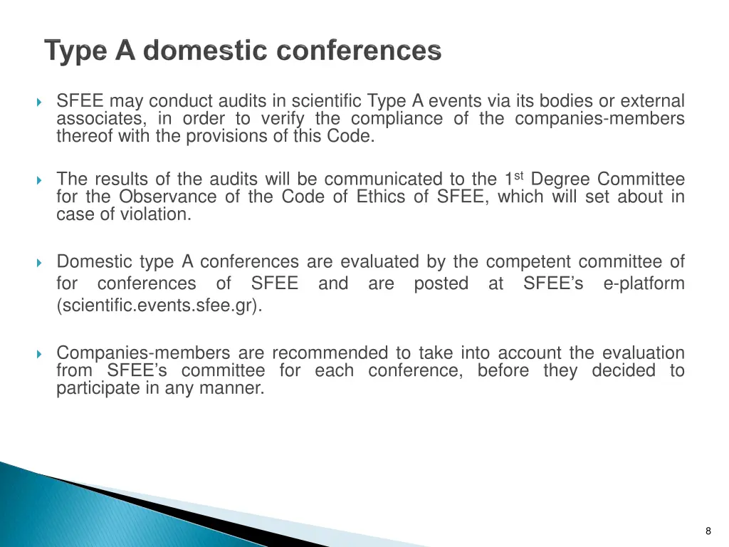 sfee may conduct audits in scientific type