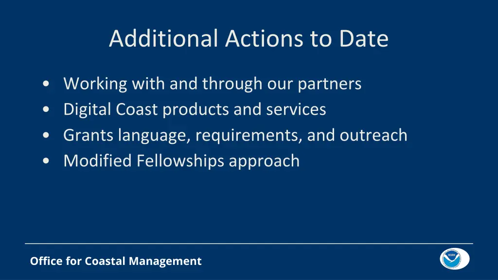 additional actions to date