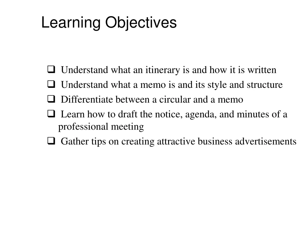 learning objectives