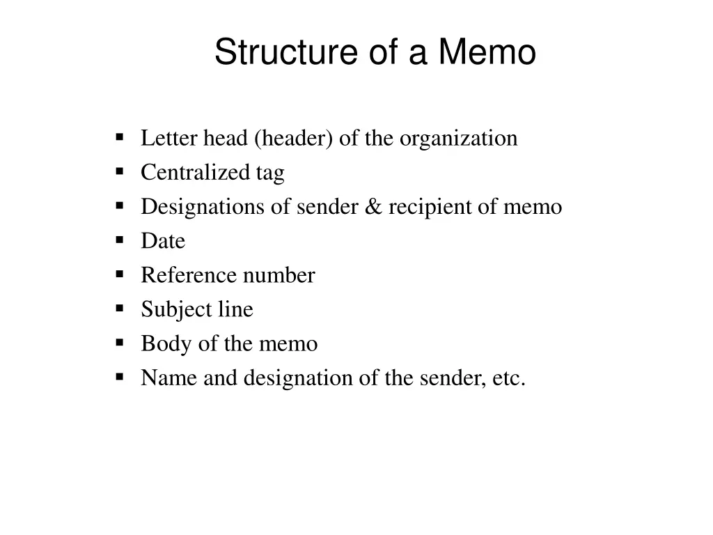 structure of a memo
