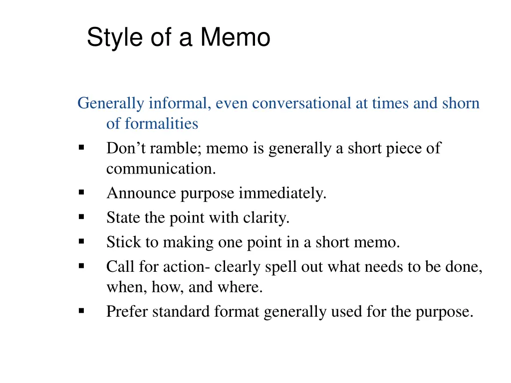 style of a memo