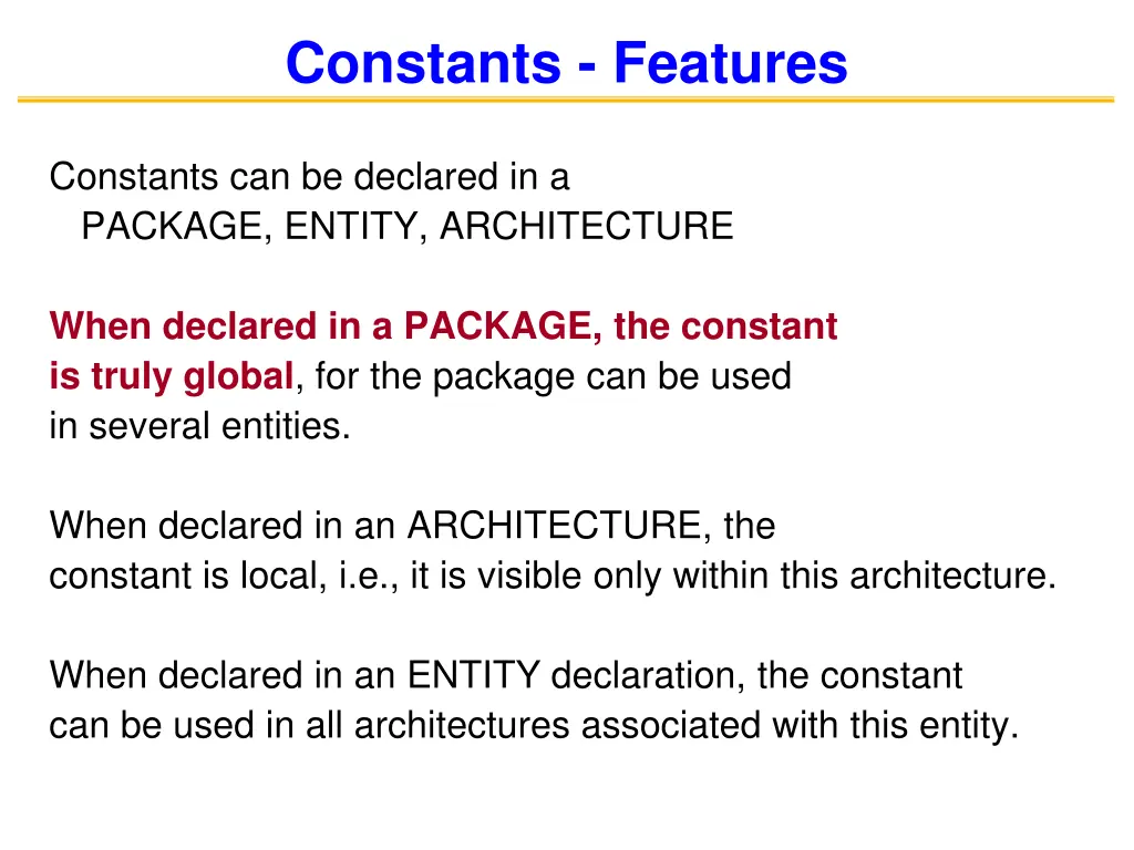 constants features