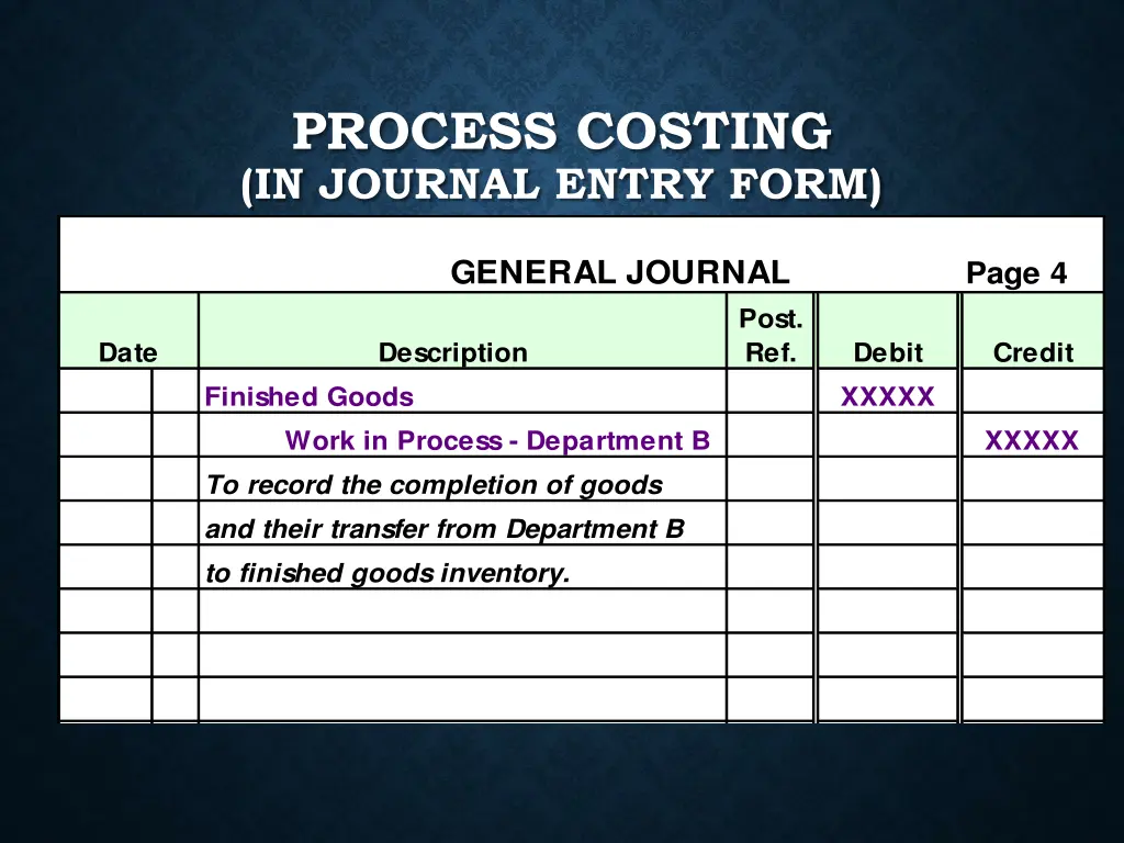 process costing in journal entry form 3