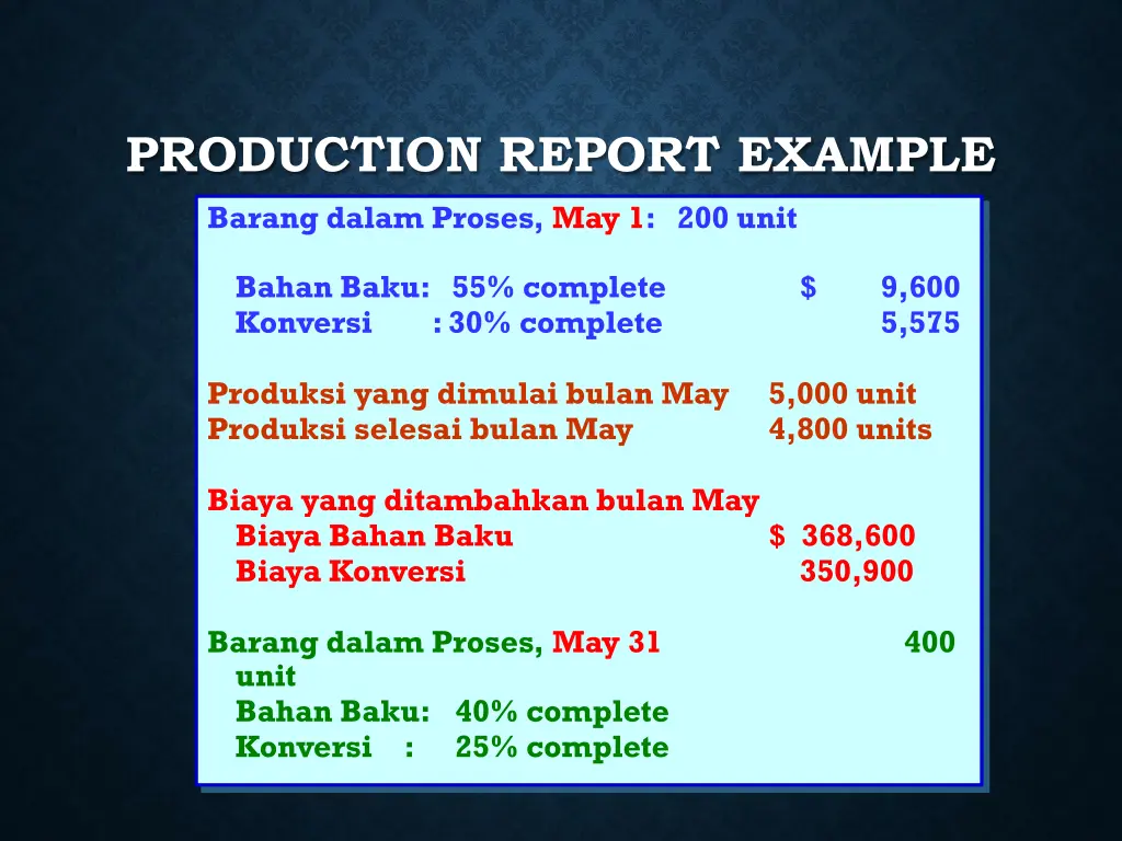 production report example 1