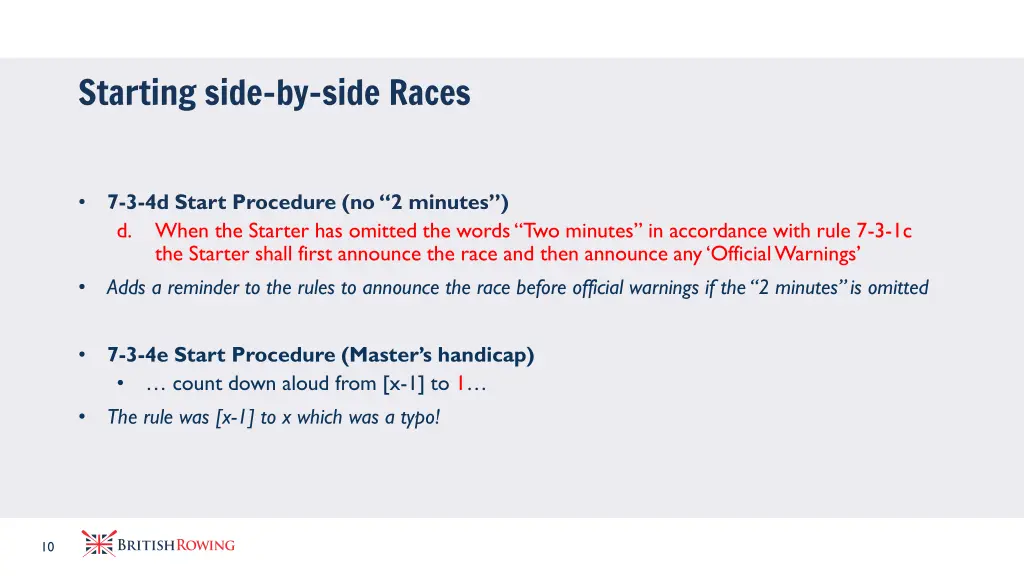 starting side by side races