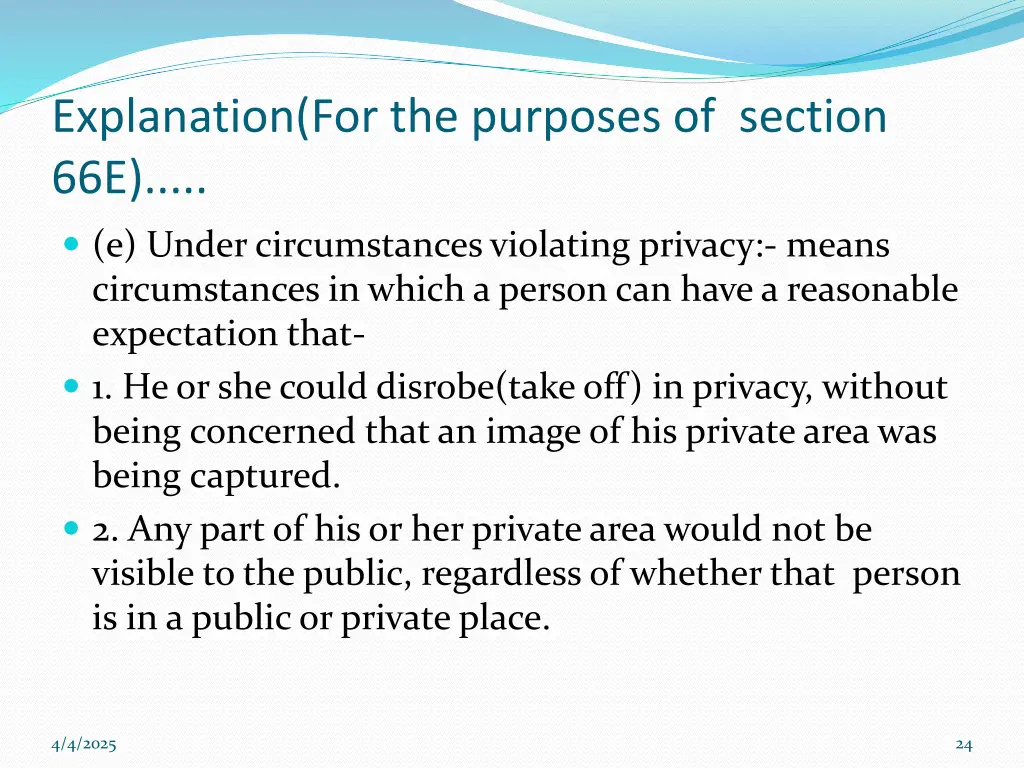 explanation for the purposes of section 66e 1