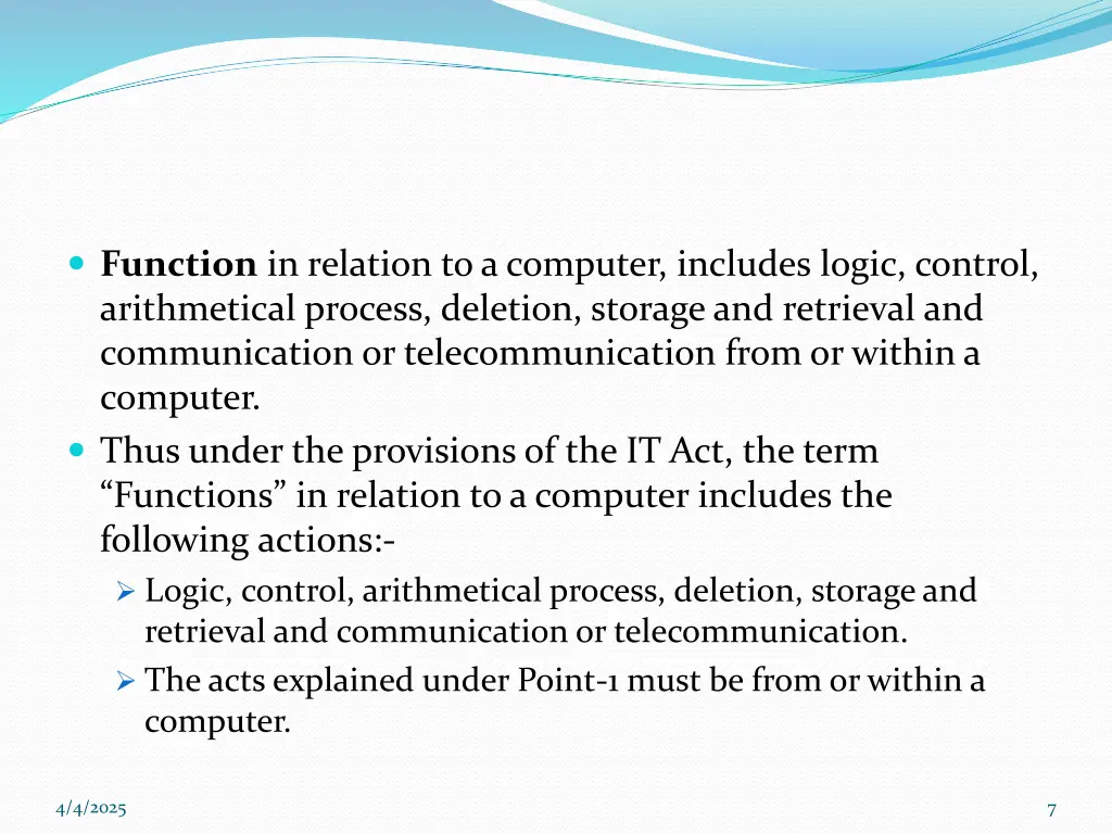 function in relation to a computer includes logic
