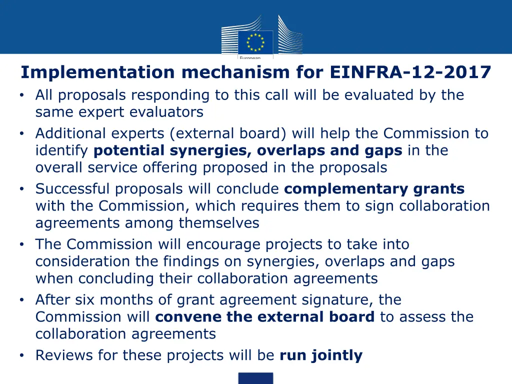 implementation mechanism for einfra 12 2017