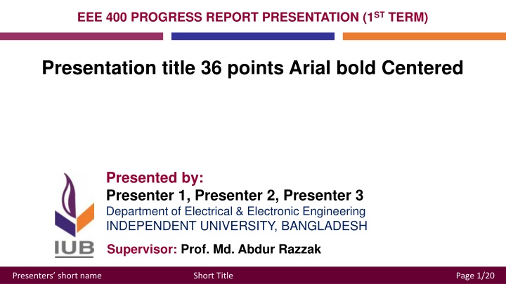 eee 400 progress report presentation 1 st term
