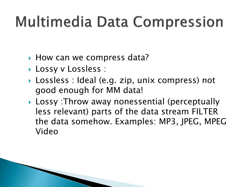 how can we compress data lossy v lossless