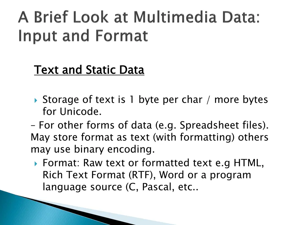 text and static data