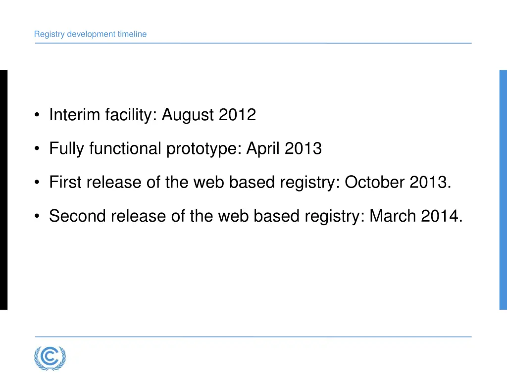 registry development timeline