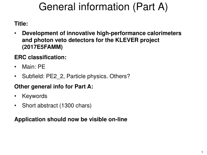 general information part a