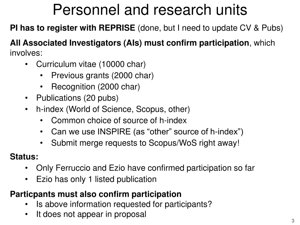 personnel and research units 1