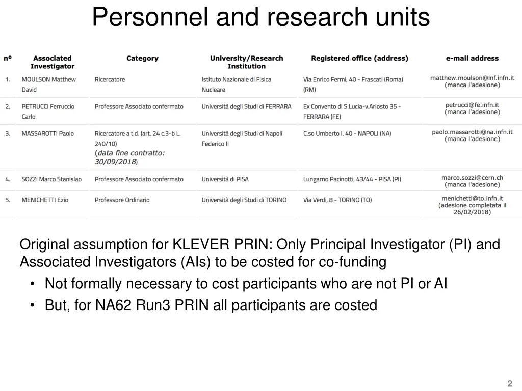personnel and research units