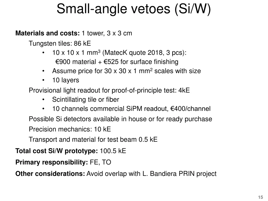 small angle vetoes si w