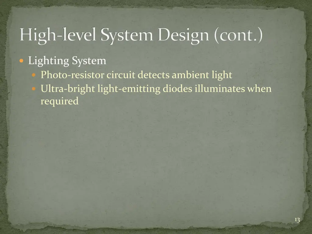 high level system design cont