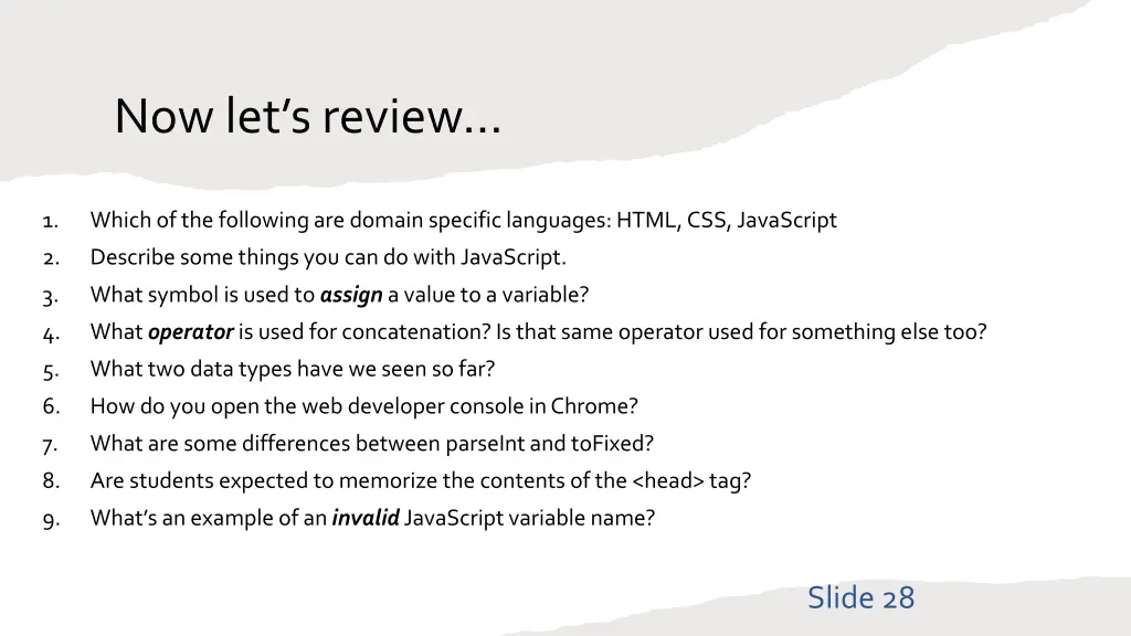 now let s review