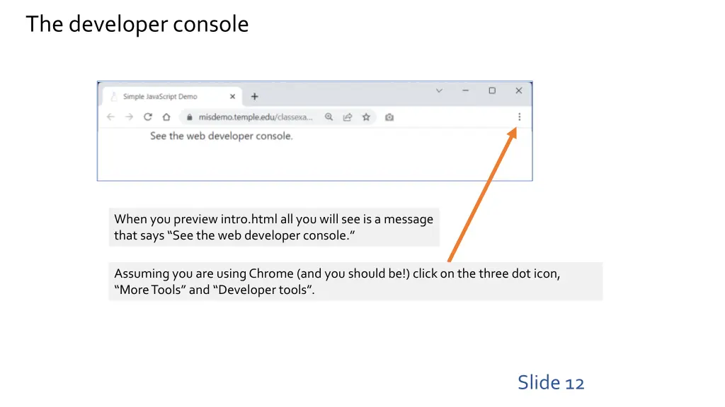the developer console