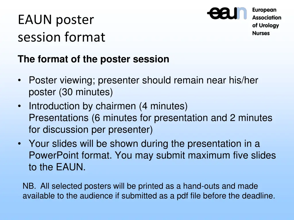 eaun poster session format