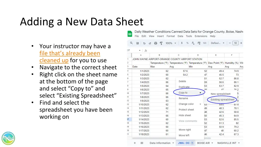 adding a new data sheet