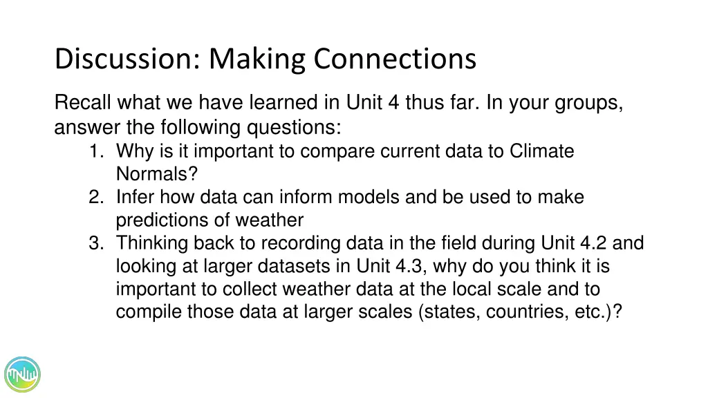 discussion making connections