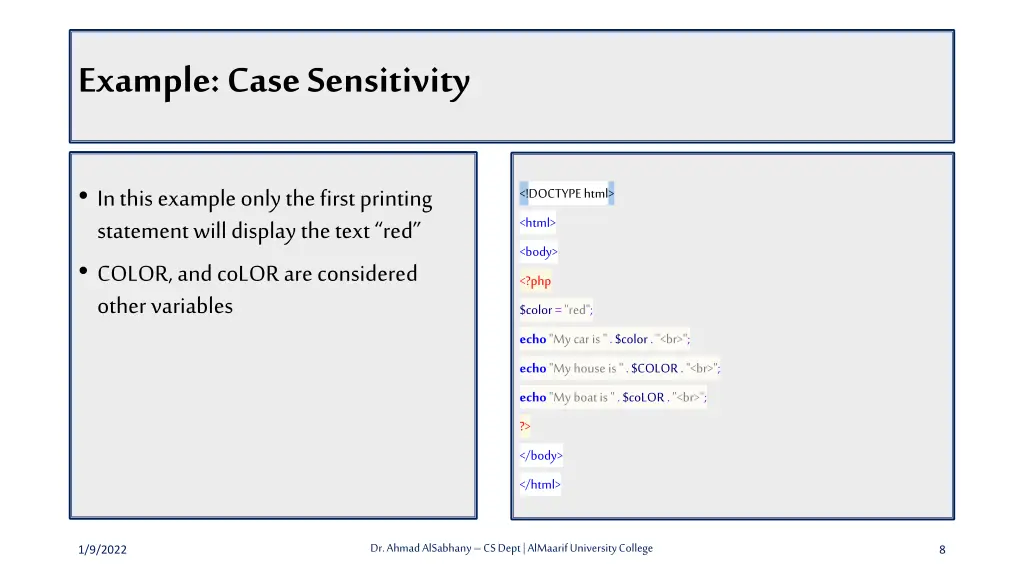example case sensitivity