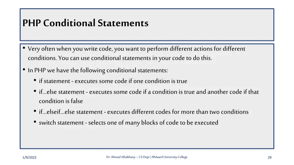 php conditional statements