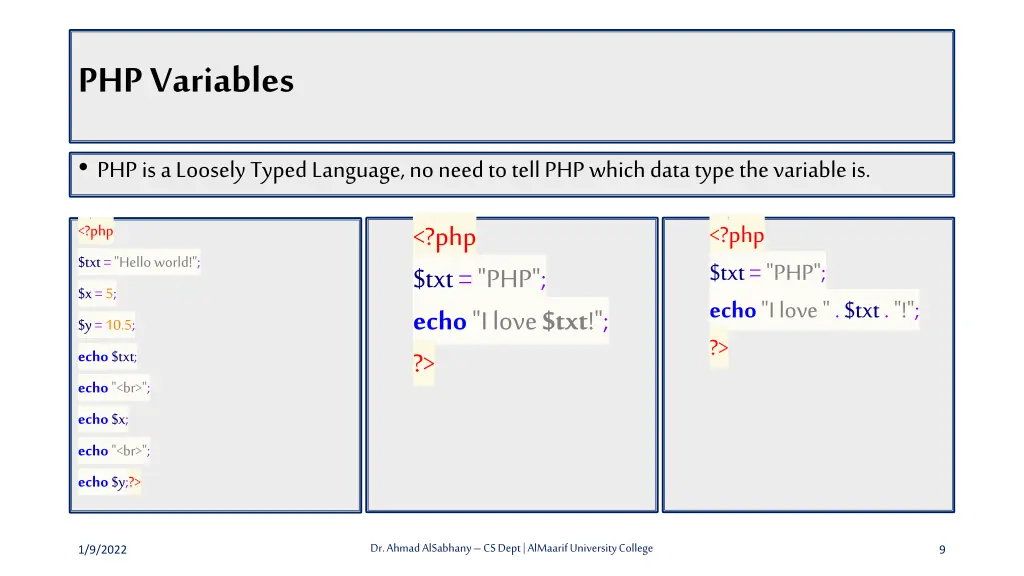 php variables