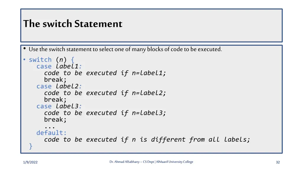 the switch statement