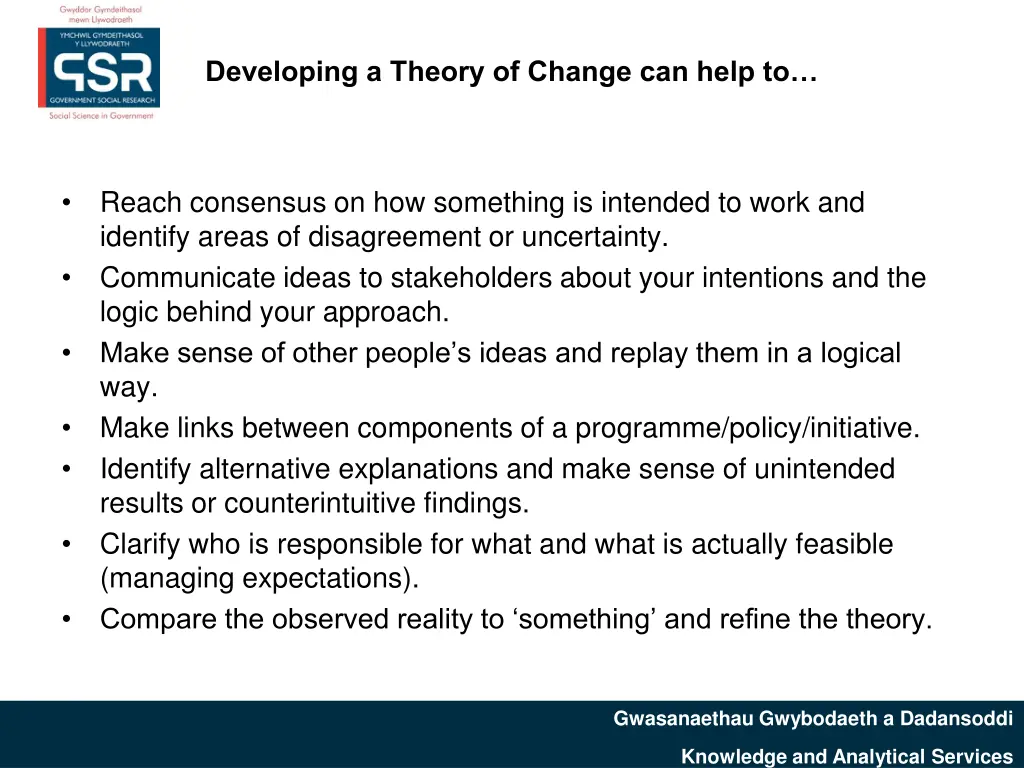 developing a theory of change can help to