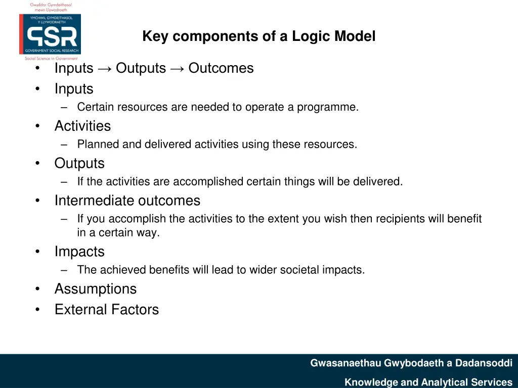 key components of a logic model