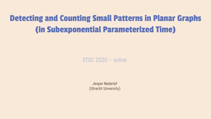 detecting and counting small patterns in planar