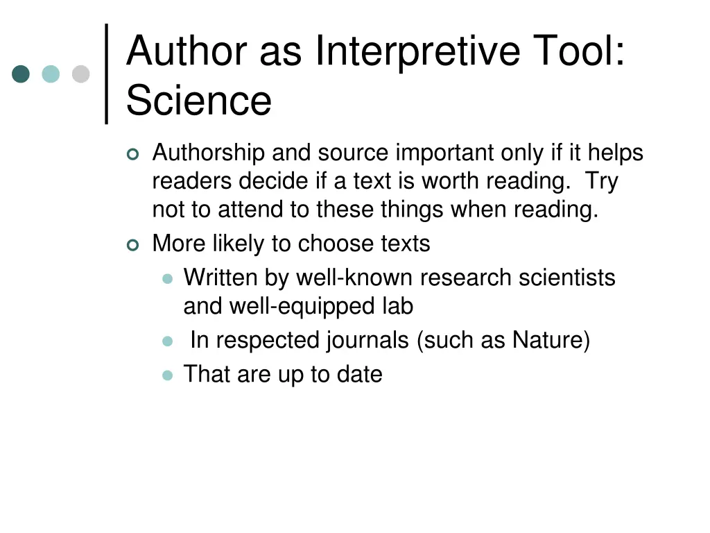 author as interpretive tool science