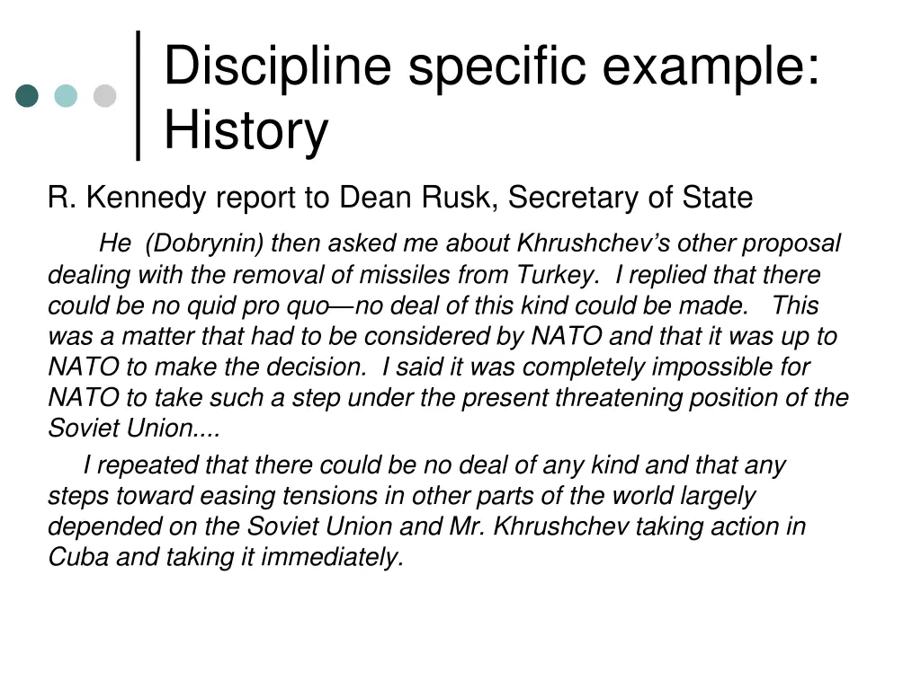 discipline specific example history